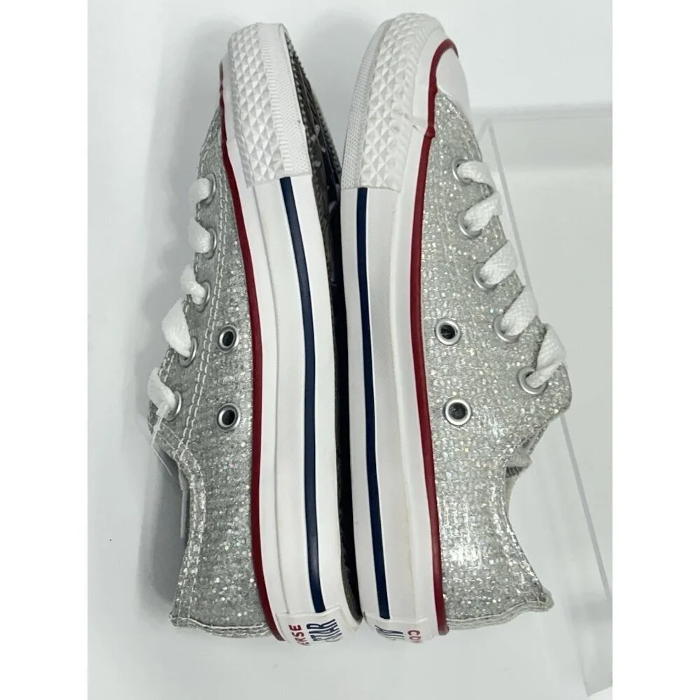 NEW Converse Chuck Taylor All Star Low Top Sparkle Silver Glitter Size Junior 11